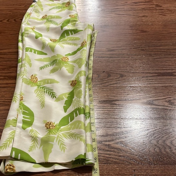 NWT KELLY AND DIANE SILK SEQUINS PINEAPPLE CROP PANT. Size 8 cream - Picture 11 of 13